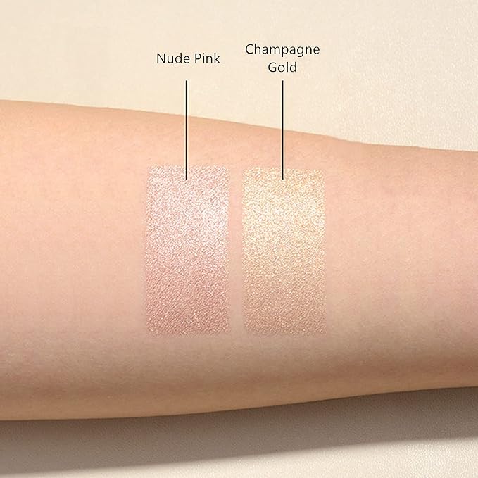 Face Highlighter Makeup Palette Kit, Shimmer Glitter Highlight Contouring Palette Natural Nude Shiny Contour Highlight Makeup Illuminator Highlighter Concealer Palette with brush (Nude Pink)