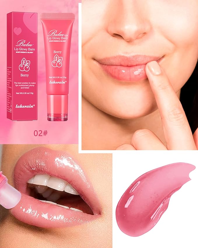 Moisturizer Lip Glowy Balm, Hydrating & Nourishing Repair Sleeping Lip Mask, Shine Glossy Finish Lip Oil, Day and Night Smooth Cracked Chapped Dry Lips, Lip Care Therapy Treatment for Women-2#Berry