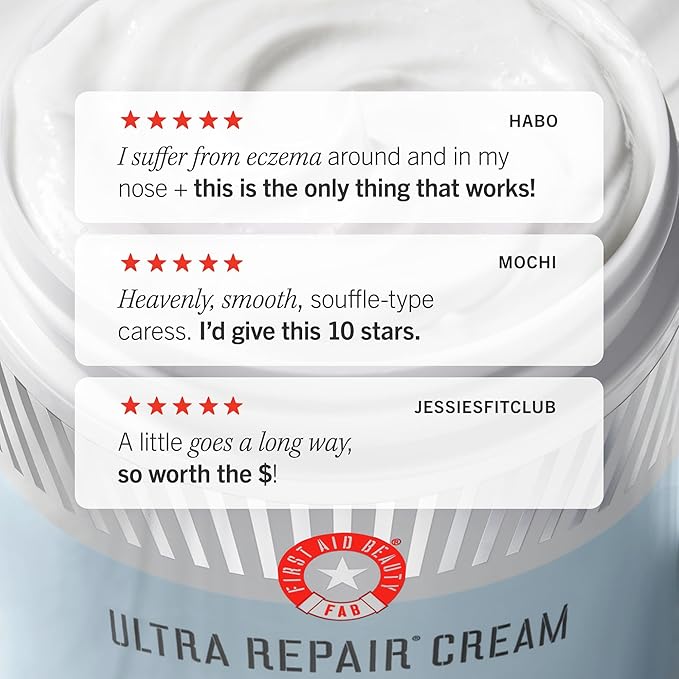 First Aid Beauty - Ultra Repair Cream, Intense Hydration Whipped Colloidal Oatmeal, Clinically Proven to Strengthen Skin Barrier in 7 Days & Helps Relieve Eczema, Luxury Face & Body Moisturizer, 8 oz