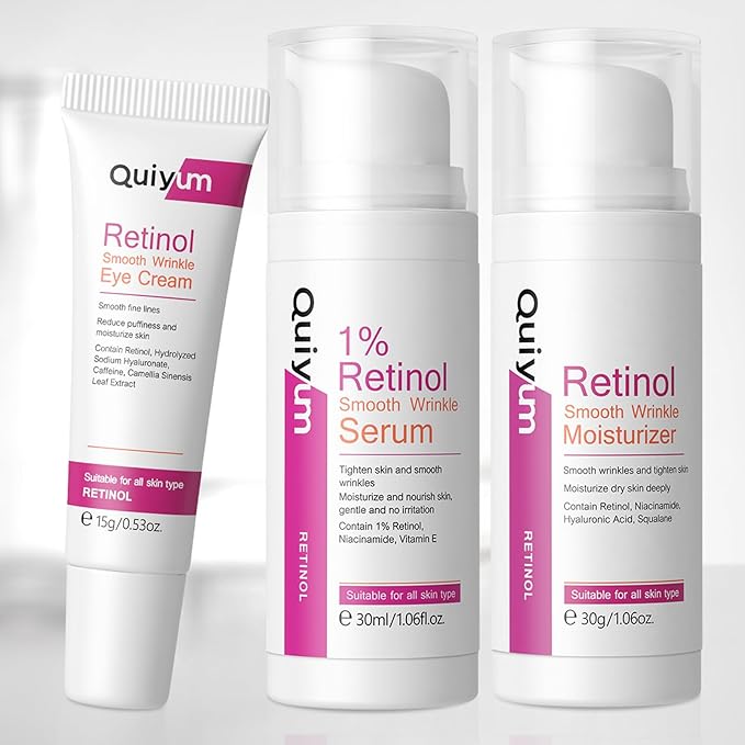 Retinol Skin Care Set, Dark Spot Remover for Face with Face Serum, Eye Cream, Moisturizer, Anti Aging Facial Skin Care Routine Kit, Wife Mom Women Gifts for Christmas Stocking Stuffers