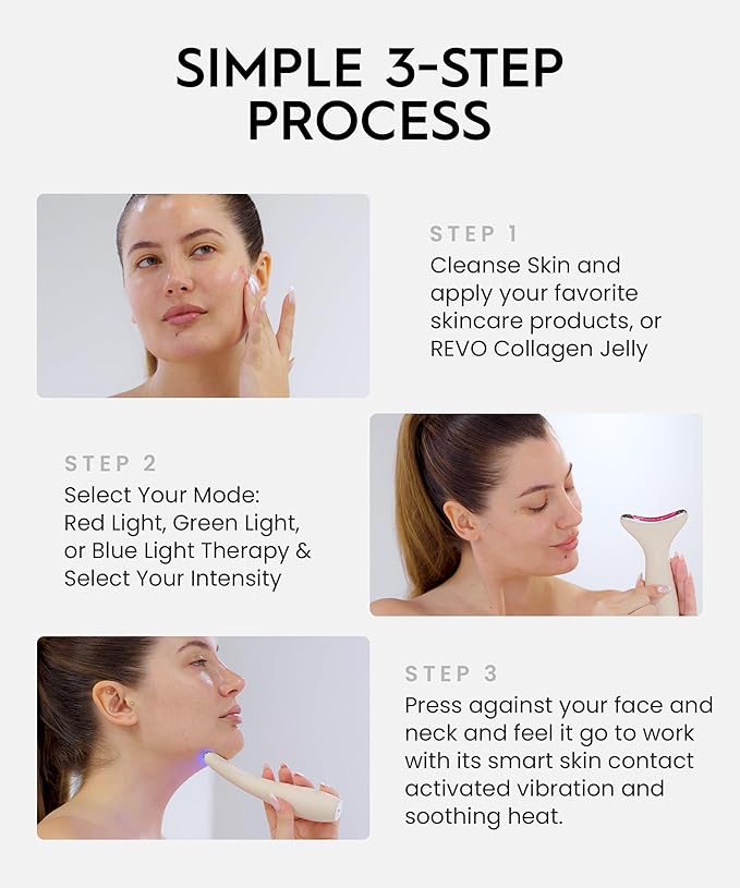 REVO Genie | Face & Neck Beauty Massager with Ultra Powerful LEDs for Wrinkles, Fine Lines, Puffy Skin, Uneven Skin Tone, Lymphatic Drainage, Lifting & Firming Facial Sculpting Tool with Light Therapy