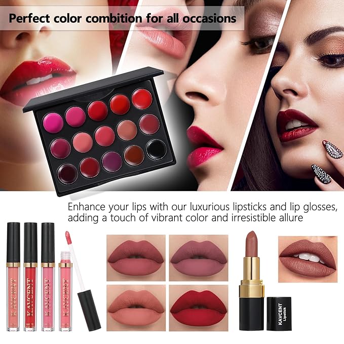 Makeup Kits Makeup Kit for Women Full Kit Makeup Set for Women Foundation Face Primer Eyeshadow Concealer Lipstick Makeup Bag Makeup Sets for Teens