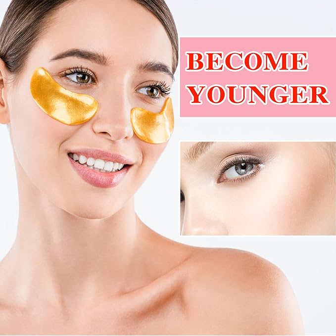 Eye Mask 60 pcs,Gold Collagen Under Eye Patches,Puffy Eyes and Dark Circles Treatments,Improve Reduce Under Eye Bags Smooth Wrinkles and Lighthen Fine Lines,Moisturizing,Improve and Firm eye Skin