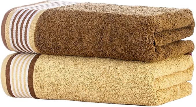 CASA COPENHAGEN He & She 2 Pieces Large Bath Sheet Set- Brown + Beige, 550 GSM, Designed in Denmark Made of Soft Egyptian Cotton for Bathroom, Kitchen & Shower