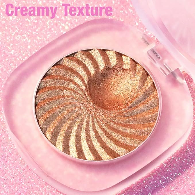 Cream Highlighter Makeup Palette, Glow Highlighters Makeup Powder, Suit for Cheeks, Body, Eyeshadow, Silver Light Pink Rose Gold Purple Champagne, Vegan, Talc Free (04)