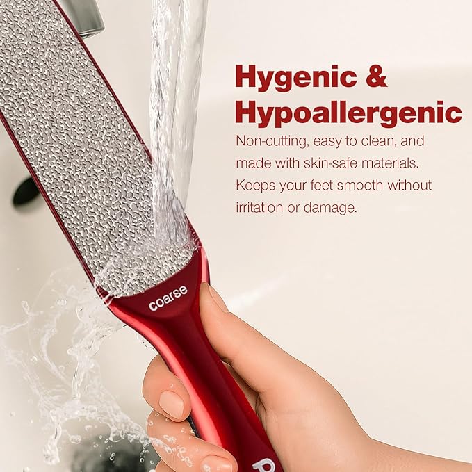 Probelle Double Sided Multidirectional Nickel Foot File Callus Remover - Immediately Reduces calluses and Corns to Powder for Instant Results, Safe Tool (Red)