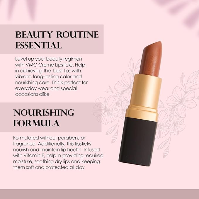 Vera Moore Creme Lipstick, Long Lasting, Lightweight, Moisturizing, Opaque Color with Staying Power, Fragrance, and Paraben Free Cosmetics Soft Lipstick (Timeless)