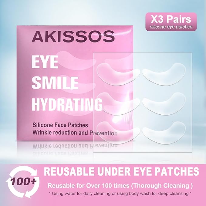 Under Eye Patches 6 PCS Silicone Reusable Eye Patches for Wrinkle, Puffiness Eyes, Dark Circles - Overnight Skin Facial Moisturizing Treatment for All Skin - Hypoallergenic Smile Line Pads