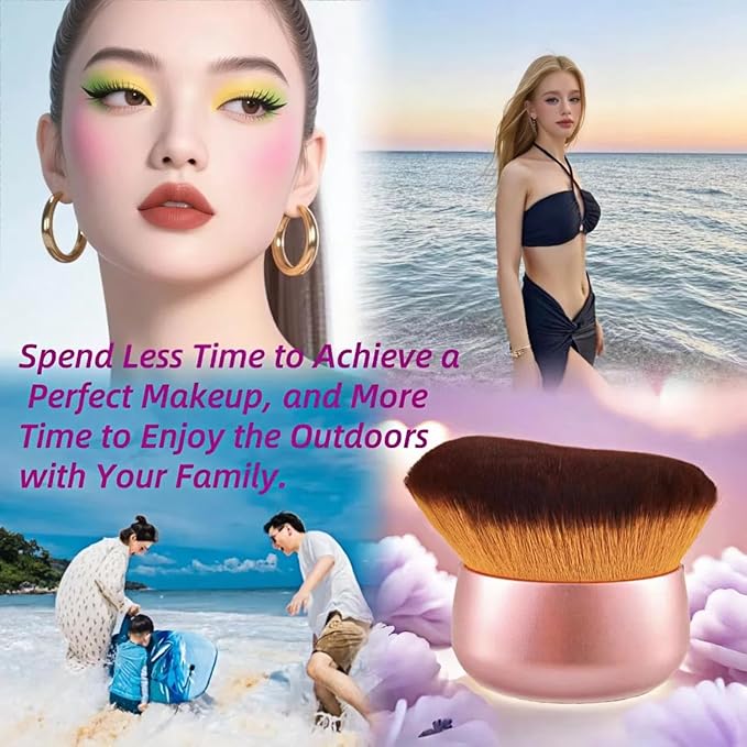 Blend & Blur 75mm Body Kabuki Brush - For Self Tanner, Body Bronzer & Foundation | Face/Back Multitool | Wet/Dry Use (Rose Gold)