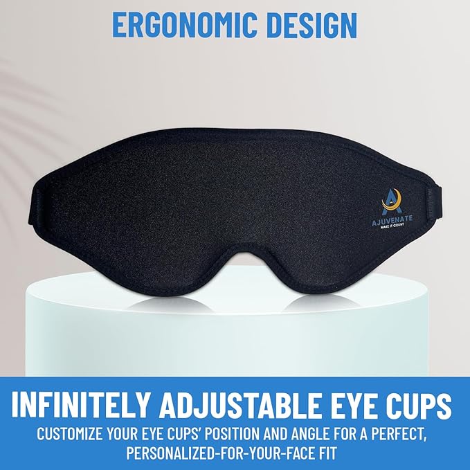 3D Sleep Mask for Men Women | 100% Blackout, Zero Eye Pressure, Breathable Material | Comfortable Night Blindfold for Sleeping, Travel and Meditation (Black)