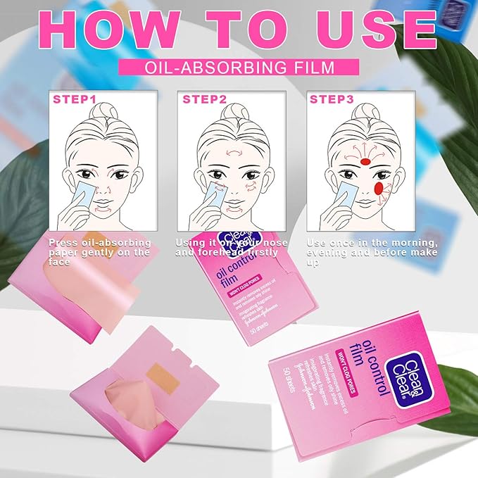 Oil Control Film Replacment for Clean & Clear Oil-absorbing Sheets,3 Pack (Grapefruit Fragrance) Oil Blotting Sheets For Face,Makeup Friendly High-performance Handy Face Blotting Paper for Oily Skin