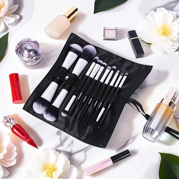 Makeup Brush Set 10pc, Dual-Ended Makeup Brushes For Bronzer, Contour, Eyeshadow, Blush, Concealer, Foundation