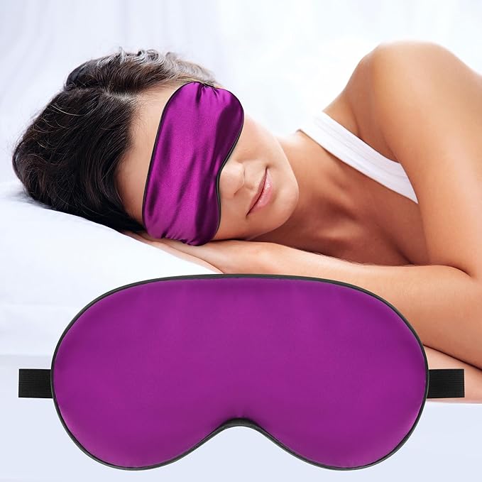 Sleep Mask, Silk Eye Mask for Sleeping with Adjustable Strap, Blindfold Eyeshade for Men & Women, Comfortable & Soft Eye Cover Eyeshade for Night Sleep (Purple)