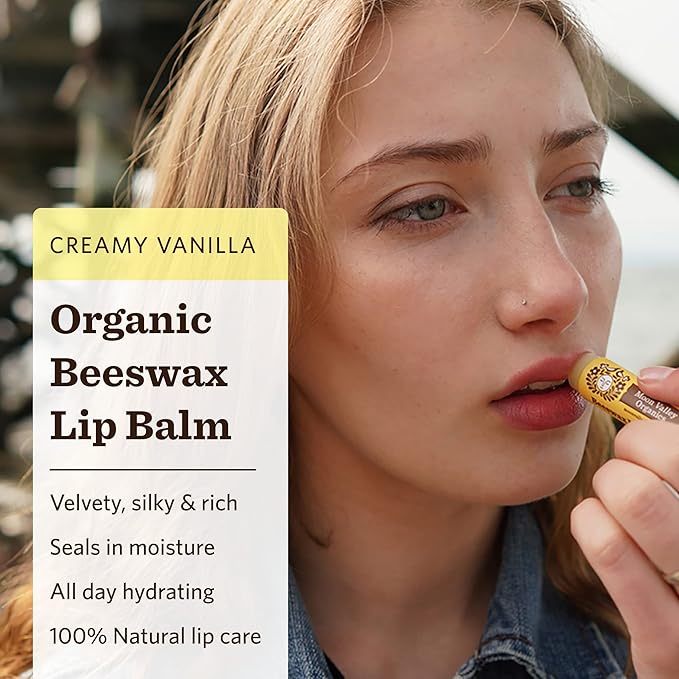 Moon Valley Organics Beeswax Lip Balm for Moisturizing Lips and Cuticles (VELVETY VANILLA, 3-Pack)