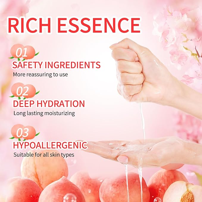 10 Pack Sheet Face Masks Skincare, Moisturizing Soothing Facial Sheet Masks with Peach Extracts, Hyaluronic Acid and Clean Ingredients, Nourish for All Skin Types, Birthday Gifts for Women
