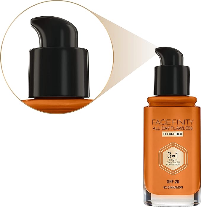 Max Factor Facefinity 3-in-1 All Day Flawless Foundation SPF 20#092 Cinnamon 7.05 Ounce