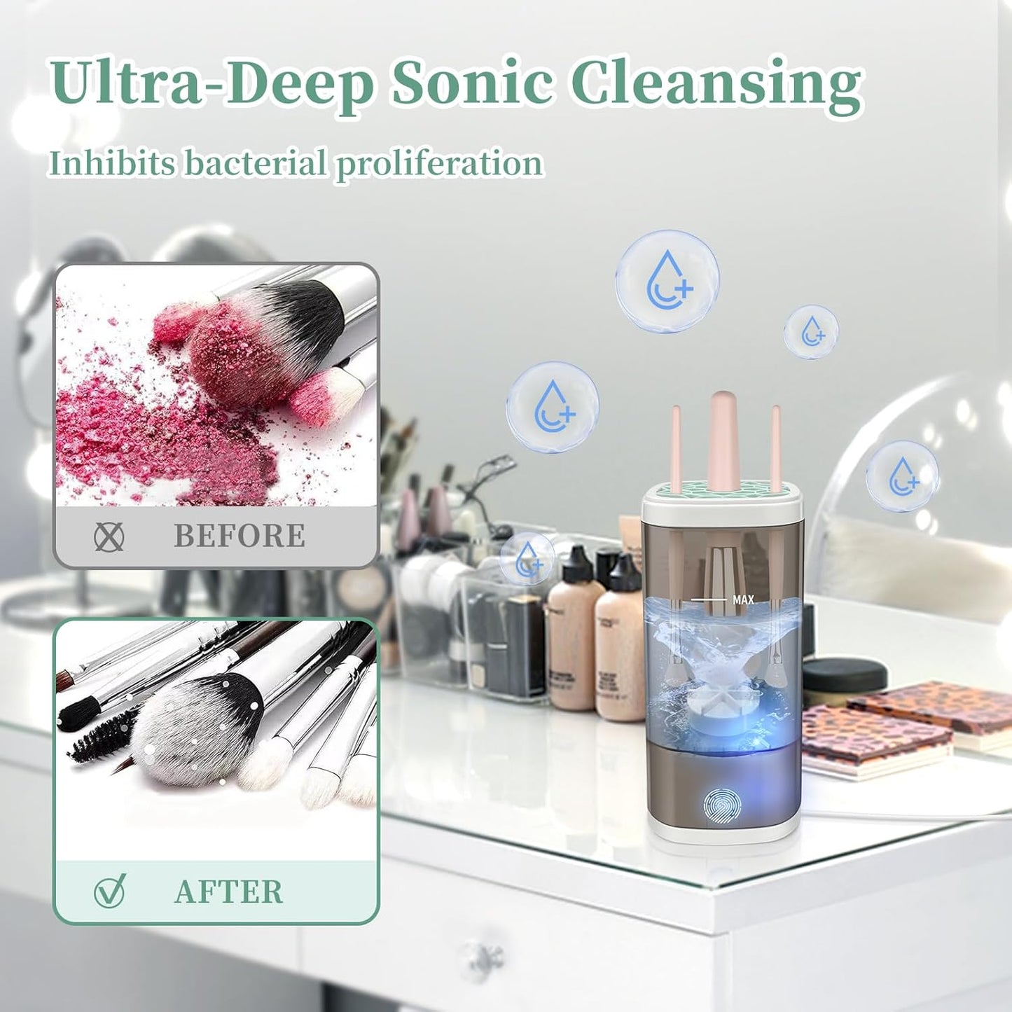 Electric Makeup Brush Cleaner Machine, Ultimate Efficient Automatic Cleaner for All Types of Makeup Brushes- Black