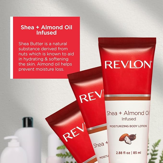 REVLON Get Carried Away Trio Moisturizing Travel Set, Shea Butter and Almond Oil Infused, Moisturizing Body Wash, Body Lotion, Exfoliating Body Scrub, 3 Count (2.88 fl oz)