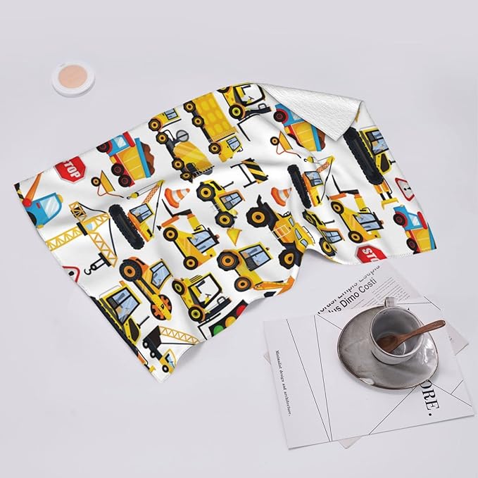 Cartoon Truck Bathroom Towels Absorbent Compact Beach Towel Soft Fingertip Towels for Shower Swim Pool Beach Spa Gym Yoga Travel 27.5x16 in