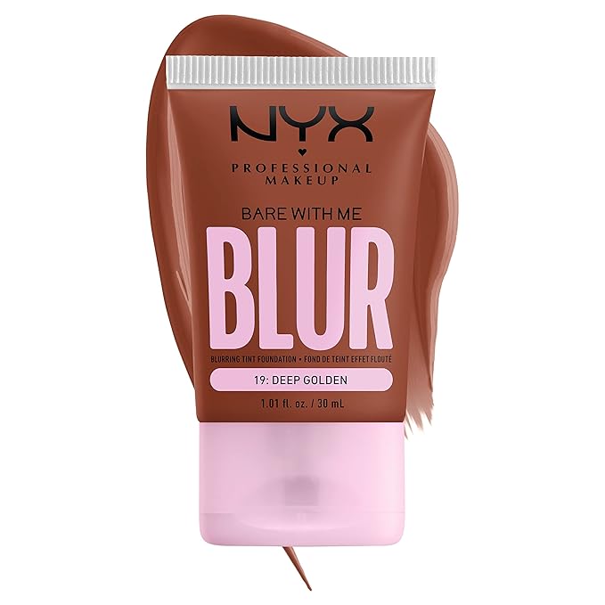 NYX PROFESSIONAL MAKEUP Bare With Me Blur Skin Tint Foundation Make Up with Matcha, Glycerin & Niacinamide - Deep Golden