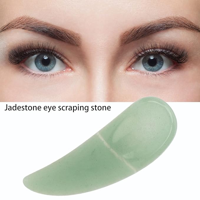 Spatula Scoop, Curved Cosmetic Spatula Scoop Mini Gua Sha Jadestone Curved Makeup Eye Cream Cosmetic Spatula Reduce Puffiness, Bags And Dark Circles Under the Eyes (Green)