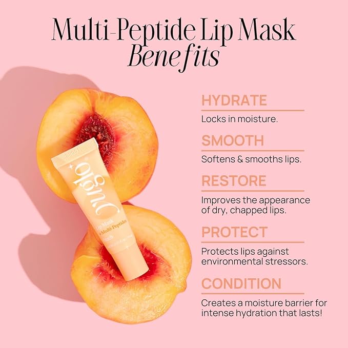 YUGLO Lip Sleeping Mask with Multi-Peptides | Peach Flavor | Hydrating & Plumping Lip Treatment for β¨Dry, Chapped Lips | Nourishes & Moisturizes | Overnight Lip Repair