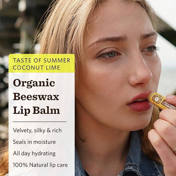 Moon Valley Organics Beeswax Lip Balm for Moisturizing Lips and Cuticles (TROPICAL COCONUT LIME, 4 Count (Pack of 1))