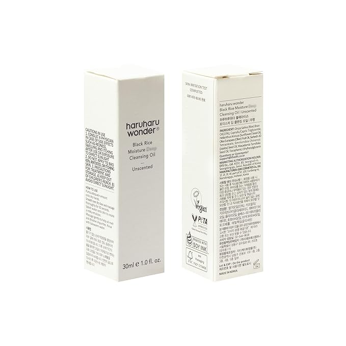 HARUHARU wonder Black Rice Moisture Cleansing Oil, Travel Size, Double Cleansing, Daily Makeup remover, Pore Oil Cleanser, Korean Skincare for sensitive, normal and Oily Skin, 1.0 fl oz