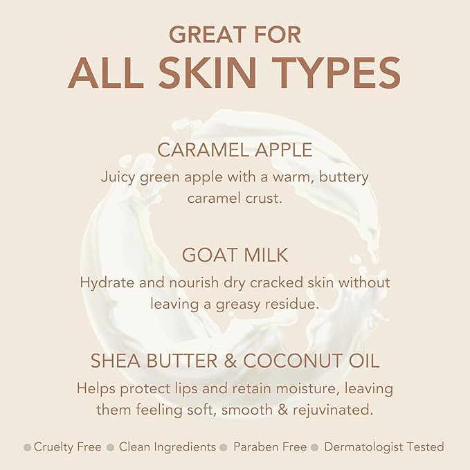 Dionis Goat Milk Skincare Caramel Apple Fall Lip Balm Gift Set - Beeswax, Shea Butter & Coconut Oil Lip Care Products Made in The USA - Cruelty Free Lip Moisturizer For Chapped Lips, 0.28oz 3 Pack