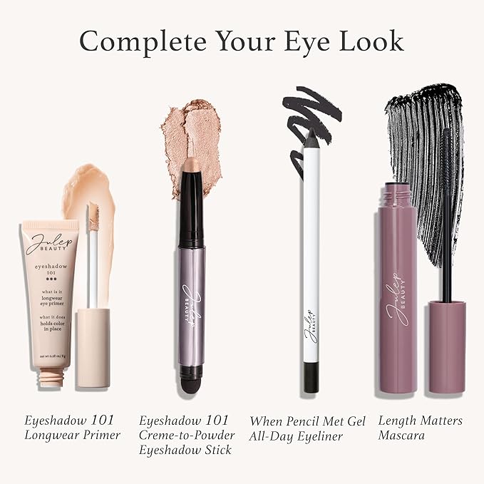 Julep Eyeshadow 101 Crème-to-Powder Waterproof Eyeshadow Stick Duo – Long-Lasting, Crease-Proof, Easy Apply with Built-in Smudger - Pearl Shimmer + Onyx Matte