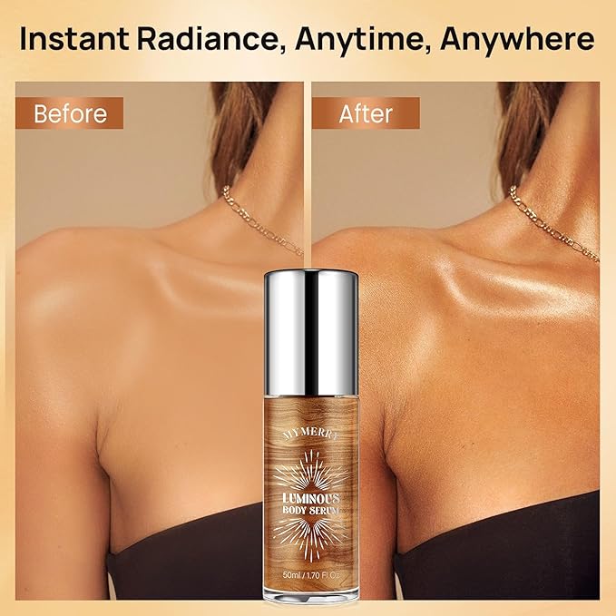 Body Shimmer Oil, Suncreen 50ml Liquid Highlighter Bronzer Body Glitter Oil Long Lasting Moisturizing Makeup Lotion Illuminate Serum Glow Shimmer Skin 1.7 Fl Oz(Bronze Gold #02)