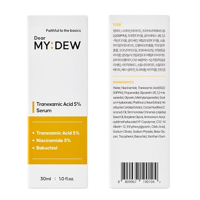 5% Tranexamic Acid Serum with 5% Niacinamide, Bakuchiol, Dark Spot Correcting Serum, Fade Discoloration, Hyperpigmentation, Acne Scars, Sun Spots, Blemish Remover, Korean Skincare,1Fl Oz