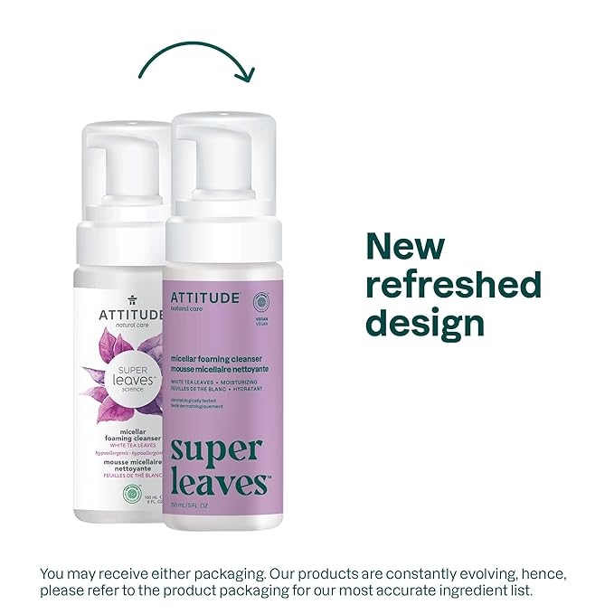 ATTITUDE Micellar Foaming Facial Cleanser, EWG Verified, Dermatologically Tested, Plant and Mineral-Based, Vegan, Coconut & Wildberries Scent, 5 Fl Oz