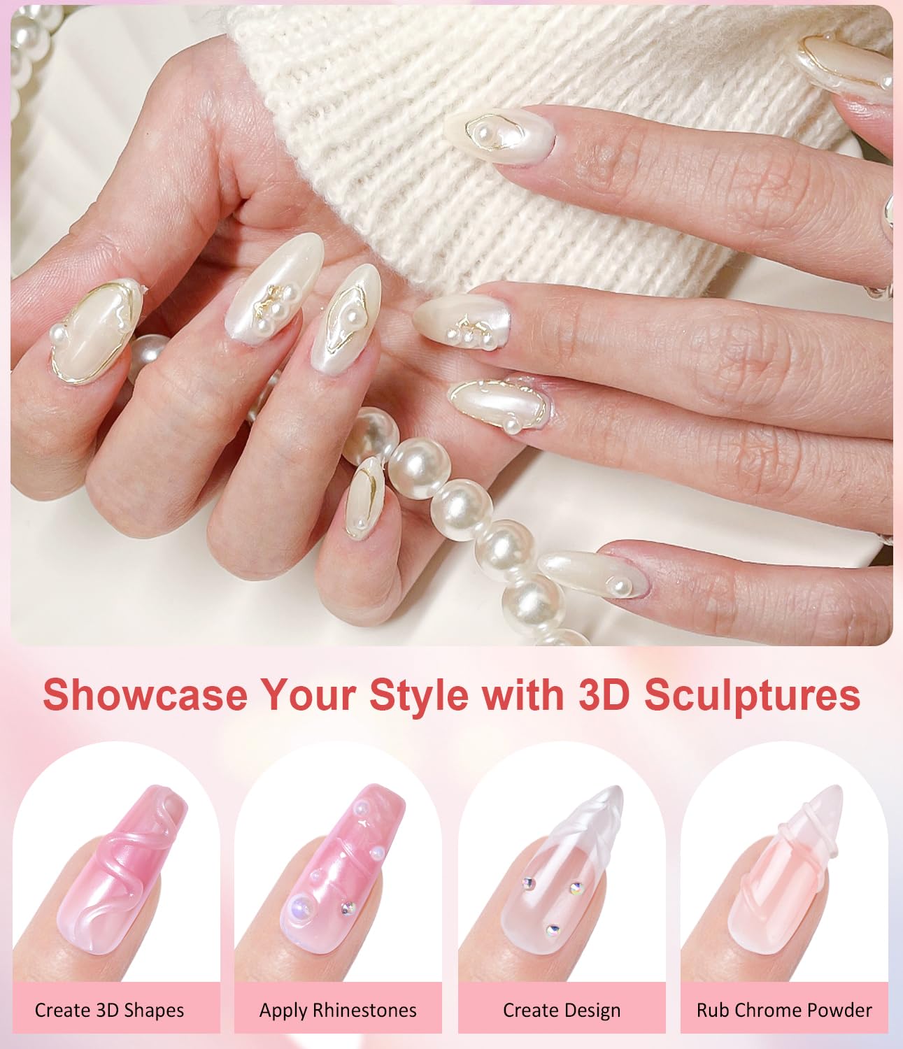 Pearl Chrome Nail Powder BISHENGYF -【Metallic Mirror Effect】Magic Mirror Silver Chrome Nail Powder White Aurora Mermaid Iridescent Nail Chrome Powder Glitter Pigment Dust For Nail Art Decroation DIY