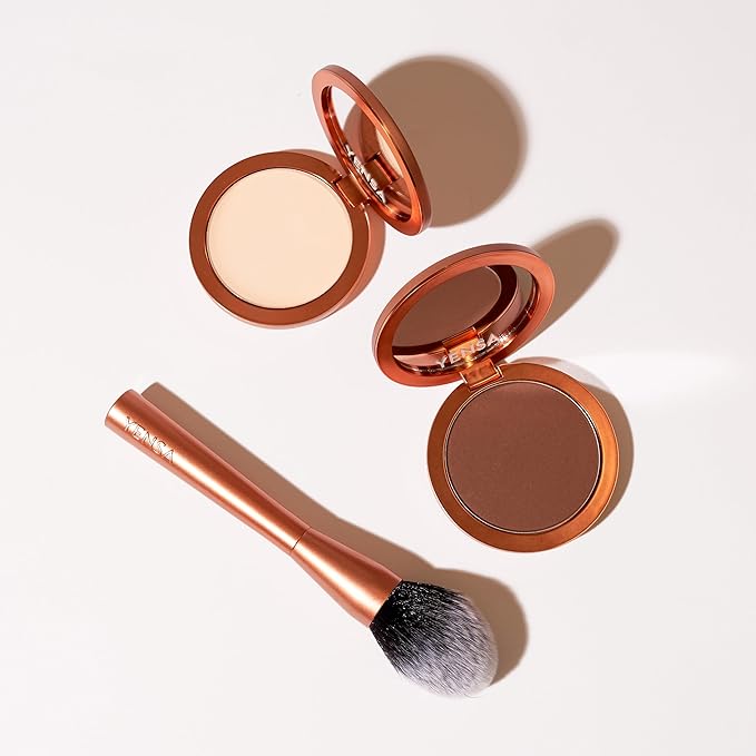 YENSA Super Serum Silk Powder Foundation - Matte Foundation Makeup to Blur and Smooth Pores - Provides a Radiant and More Even Skin Tone for a Natural, Healthy Glow - Deep 1 (0.35 oz)