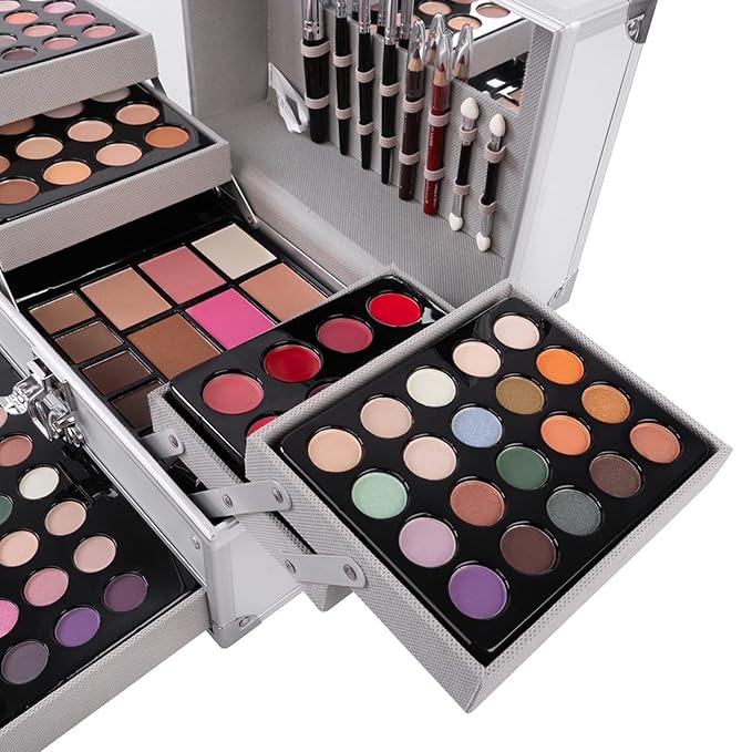 132 Colors All-in-one Makeup Palette Cosmetic Contouring Kit Gift Box Combination with Eyeshadow, Cream Concealer, Eyebrow Powder, Lip Gloss, Blush and Face Pressed Powder