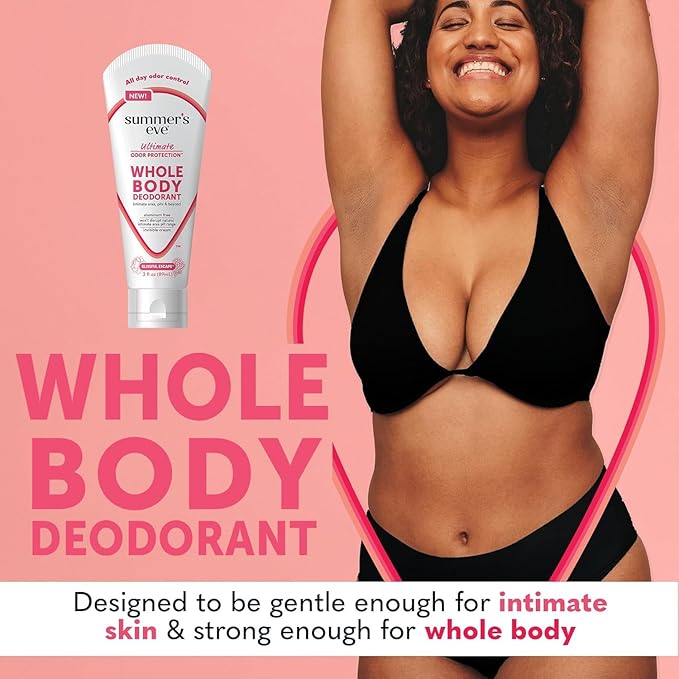 Summer's Eve Whole Body Deodorant Cream, Blissful Escape, 3 fl oz + Summer's Eve Blissful Escape Daily Refreshing All Over Feminine Body Wash, Removes Odor, Feminine Wash pH Balanced, 15 fl oz