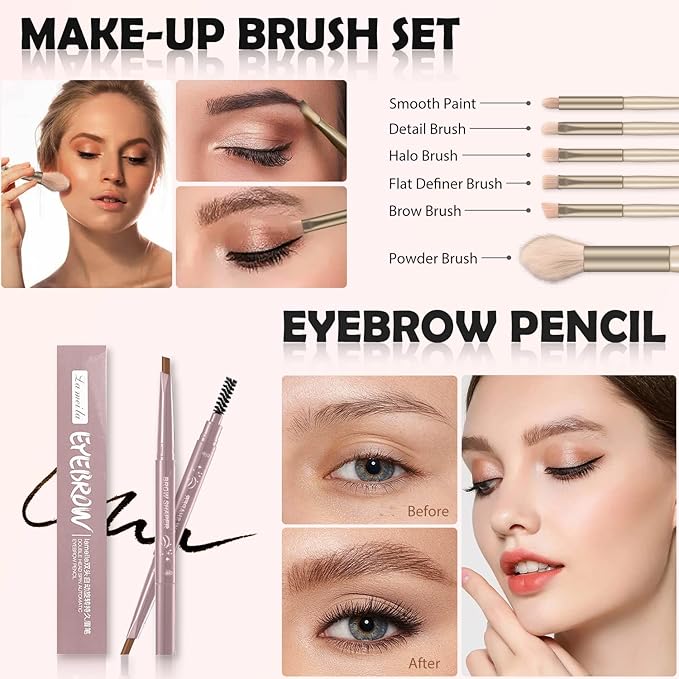 All in One Makeup Kit for Women Full Kit, Basic Cosmetics Kit for Beginner & Professionals, Eye Makeup Set Tween Girl, Make Up Kits for Teenagers, Makeup Gift Set for Girls, Women & Teens(10-Pink)