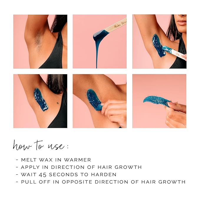 KoluaWax Hard Wax Beads for Hair Removal – Coarse Hair Formula – Face, Brazilian, Underarms, Back Chest, Bikini Waxing – Sea Salt & Surf, 1lb Refill for Wax Warmers & 10 Large Applicator Sticks 2 Pack