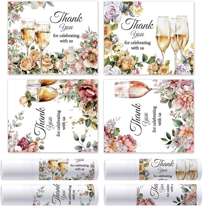 OLYCRAFT 100Pcs Self-Adhesive Lip Balm Tag Sticker 1.7~2.1x1.7~2.1 Inch Waterproof Adhesive Label with Champagne Pattern Lipstick Tag Sticker for Lip Balm Container Tubes Lipstick Wrapping Decoration