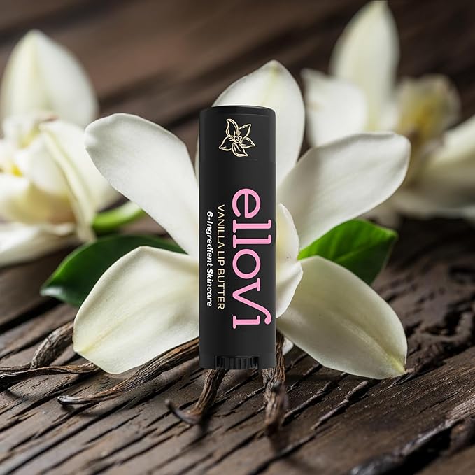 Natural Lip Butter Lip Balm - Vanilla - Pure Enough to Eat - Made With Just 6 Vegan Ingredients - 100% Natural & Organic Moisturizing Lip Care for All Day Hydration (Single)