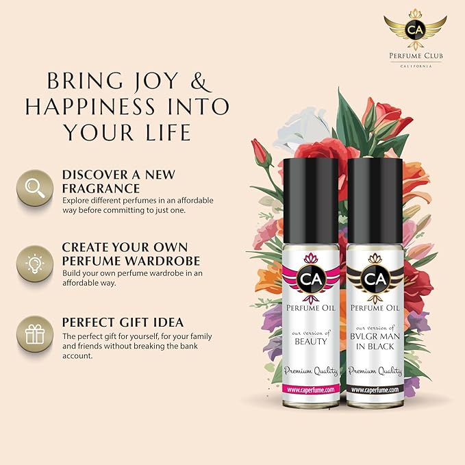 CA Perfume Amber Rouge Saffron Fragrance Body Oil For Women & Men Roll On 0.33fl oz / 10ml