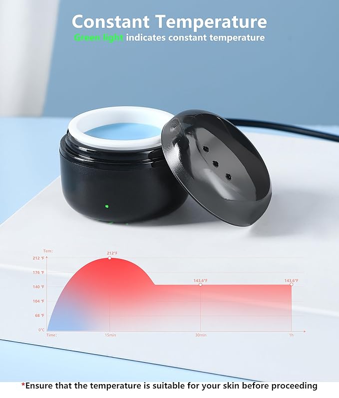 Nose Wax Kit - Travel Wax Warmer for Hair Removal with 100g Waxs, 15 Applicators, 30 Nose Hair Sticks 2 Silicone Pots, 1 Bag Constant Temperature, 15-20 Times Black - Round | Black | Mini