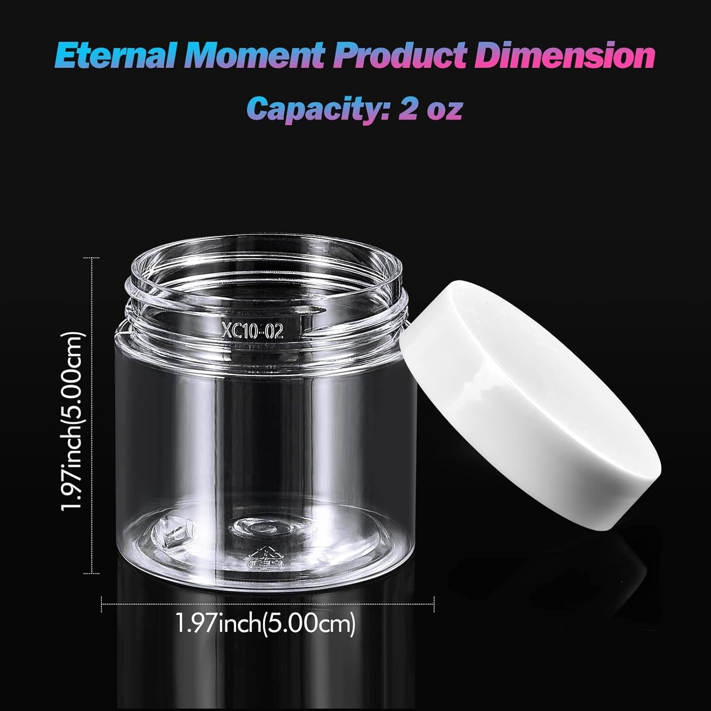 Eternal Moment 36 Pack 2 OZ Plastic Jars Round Clear Cosmetic Container Jars with White Lids, Perfect for Lotion, Slime,Cream, Ointments, Makeup, Eye Shadow, Samples, Pot, Travel Storage