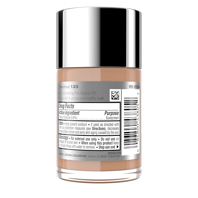 Neutrogena Healthy Skin Liquid Makeup Foundation with Broad Spectrum SPF 20 Sunscreen, Medium Coverage Foundation with Nourishing Pro-Vitamin B5, Chestnut 135, 1 fl. oz