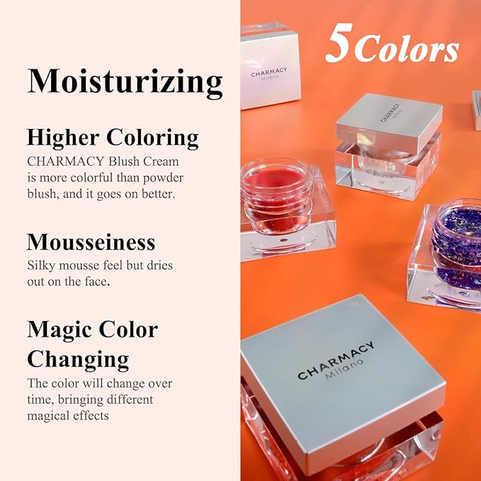 CHARMACY Magic Color Lip & Cheek Balm, PH Color Changing Blusher for Cheeks, Long Lasting Moisturizing Multi Use cream Waterproof Blush Makeup, PERSIMMON JELLY (#04)