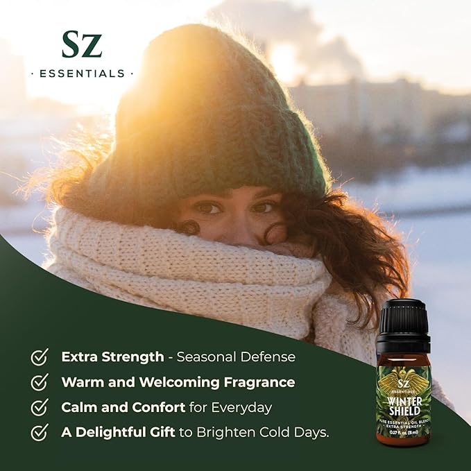 Winter Shield Essential Oil Blend for Diffuser and Humidifier - Extra Strength Protective Seasonal Defense - 100% Pure, Natural & Undiluted - Therapeutic Grade & Vegan - 0.17 oz (5ml)