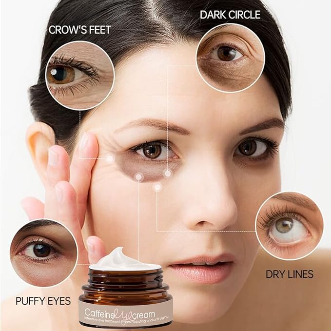 Natural Caffeine Eye Cream serum With Collagen,Hyaluronic Acid for Dark Circle and Puffiness,Great Under Eye Cream for Anti Aging,Eye Lift Treatment for Men &Women 0.52oz