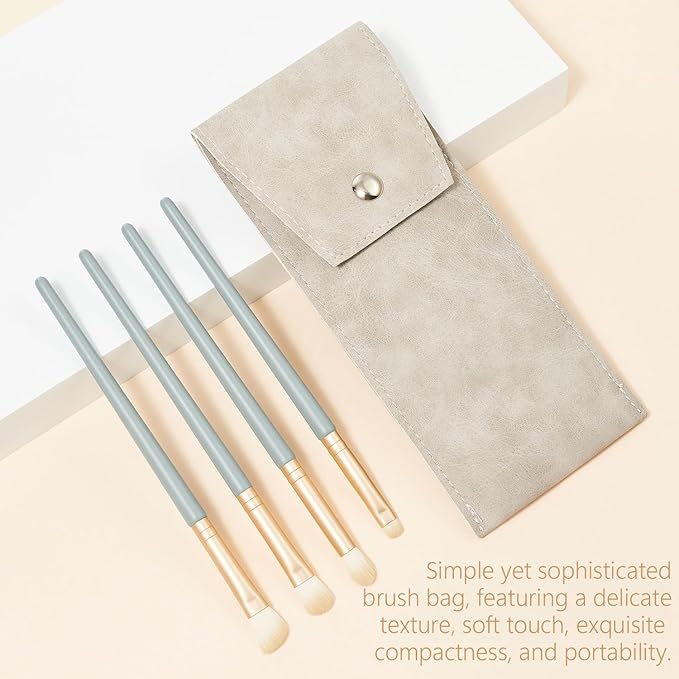 Eyeshadow Makeup Brushes Set with Case 4 PCS Soft Synthetic Hairs Eye Makeup Brushes for Blending Eyebrow Eyeliner Eyeshadow (Lightblue)