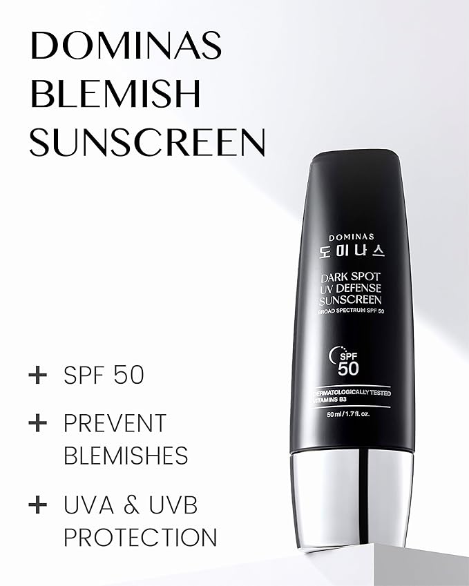 SPF 50 DOMINAS Sunscreen (Pack of 2, 1.7fl oz*2) - Korean Skin Care, UV Defense Sunblock, No White Cast, Non-Greasy, Hydrating, Lightweight Protection for Face & Body, Niacinamide, Sun Cream